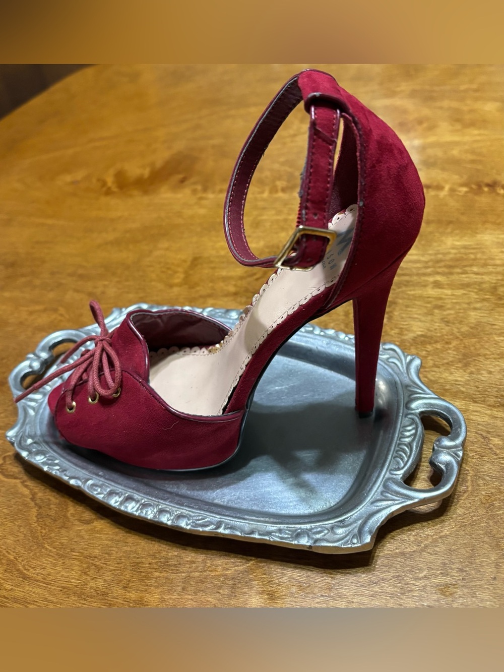 Women's Cranberry-Red Ankle-Strap 5” Heel Pump